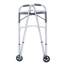 Load image into Gallery viewer, Steel Button Folding Walker with Wheels, Adult