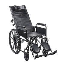 Load image into Gallery viewer, Reclining Wheelchair drive™ Silver Sport Detachable Full Arm Removable Padded Arm Style Swing-Away Elevating Legrest Black Upholstery 16,18 and 20 Inch Seat Width 300 lbs. Weight Capacity
