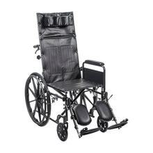 Load image into Gallery viewer, Reclining Wheelchair drive™ Silver Sport Detachable Full Arm Removable Padded Arm Style Swing-Away Elevating Legrest Black Upholstery 16,18 and 20 Inch Seat Width 300 lbs. Weight Capacity