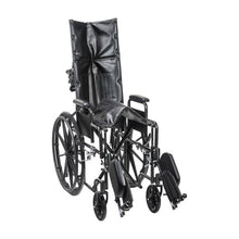 Load image into Gallery viewer, Reclining Wheelchair drive™ Silver Sport Detachable Desk Arm Removable Padded Arm Style Swing-Away Elevating Legrest Black Upholstery 16,18 and 20 Inch Seat Width 300 lbs. Weight Capacity