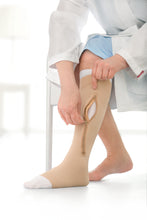 Load image into Gallery viewer, JOBST UlcerCARE 2-Part Compression System with Liners 40+ mmHg Knee High, Open Toe, Right Zipper, Beige, 4X-Large
