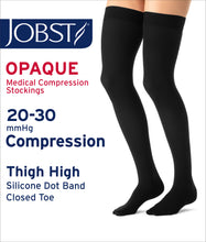 Load image into Gallery viewer, JOBST Opaque Compression Stockings 20-30 mmHg Thigh High, with Silicone Dot Band, Closed Toe, Espresso, X-Large