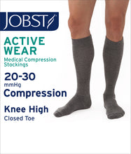 Load image into Gallery viewer, JOBST ActiveWear Compression Socks 20-30 mmHg, Knee High, Closed Toe, Grey, X-Large