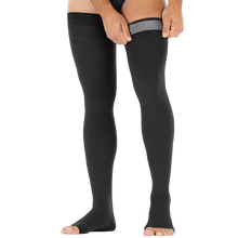 Load image into Gallery viewer, JOBST forMen Compression Socks 20-30 mmHg Thigh High, with Micro Dotted Band, Open Toe, Anthracite, Small