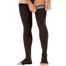 Load image into Gallery viewer, JOBST forMen Compression Socks 20-30 mmHg Thigh High, with Micro Dotted Band, Closed Toe, Black, Small