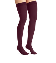 Load image into Gallery viewer, JOBST Opaque Compression Stockings 15-20 mmHg Thigh High, with Silicone Dot Band, Closed Toe, Cranberry X-Large