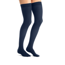 Load image into Gallery viewer, JOBST Opaque Compression Stockings 20-30 mmHg Thigh High, with Silicone Dot Band, Closed Toe, Midnight Navy, X-Large