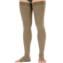 Load image into Gallery viewer, JOBST forMen Compression Socks 30-40 mmHg Thigh High, with Micro Dotted Band, Closed Toe, Black, Small
