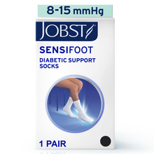 Load image into Gallery viewer, JOBST SensiFoot Diabetic Compression Socks 8-15 mmHg Crew, Closed Toe, White, X-Large