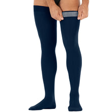 Load image into Gallery viewer, JOBST forMen Compression Socks 30-40 mmHg Thigh High, with Micro Dotted Band, Closed Toe, Black, Small
