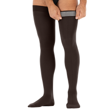 Load image into Gallery viewer, JOBST forMen Compression Socks 30-40 mmHg Thigh High, with Micro Dotted Band, Closed Toe, Black, Small