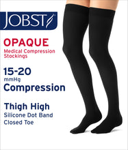Load image into Gallery viewer, JOBST Opaque Compression Stockings 15-20 mmHg Thigh High, with Silicone Dot Band, Closed Toe, Espresso, X-Large