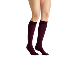 Load image into Gallery viewer, JOBST Opaque Compression Stockings 20-30 mmHg Knee High, with SoftFit Band, Closed Toe, Cranberry X-Large