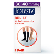 Load image into Gallery viewer, JOBST Relief Compression Stockings 30-40 mmHg Knee High, Open Toe, Black, X-Large Petite