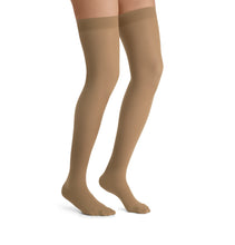 Load image into Gallery viewer, JOBST UltraSheer Compression Stockings 15-20 mmHg Thigh High, with Silicone Dot Band, Closed Toe, Sun Bronze, X-Large