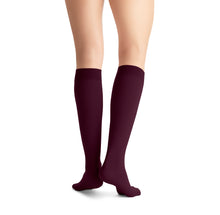 Load image into Gallery viewer, JOBST Opaque Compression Stockings 15-20 mmHg Knee High, with SoftFit Band, Closed Toe, Cranberry Large