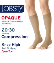Load image into Gallery viewer, Jobst Opaque Compression Stockings 20-30 Mmhg Knee With Softfit Band Open Toe