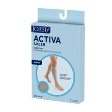 Load image into Gallery viewer, Jobst Activa Sheer 15-20 Mmhg Compression Stockings Thigh With Lace Band Closed Toe