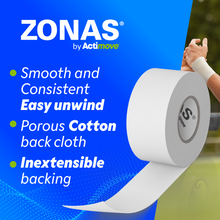 Load image into Gallery viewer, ZONAS by Actimove Athletic Tape, 1 in x 10 yd, Bulk Pack - 144 Rolls