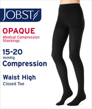 Load image into Gallery viewer, JOBST Opaque Compression Stockings 15-20 mmHg Waist High, Closed Toe, Classic Black, X-Large