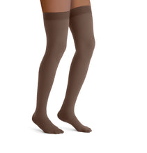 Load image into Gallery viewer, JOBST Opaque Compression Stockings 20-30 mmHg Thigh High, with Silicone Dot Band, Closed Toe, Espresso, X-Large