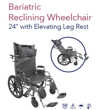 Load image into Gallery viewer, Dynarex Bariatric Reclining Wheelchair 28" x 20" Weight Capacity 750 lb.