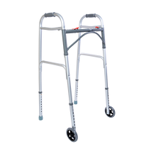 Load image into Gallery viewer, Steel Button Folding Walker with Wheels, Adult
