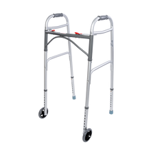 Load image into Gallery viewer, Steel Button Folding Walker with Wheels, Adult
