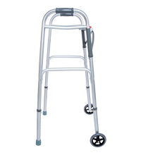Load image into Gallery viewer, Steel Button Folding Walker with Wheels, Adult
