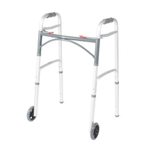 Load image into Gallery viewer, Deluxe Folding Walker, Two Button with 5" Wheels, Adult
