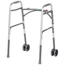 Load image into Gallery viewer, Bariatric Aluminum Two Button Folding Walker with Wheels, Adult
