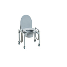 Load image into Gallery viewer, Steel Drop-Arm Commode with Wheels and Padded Armrests

