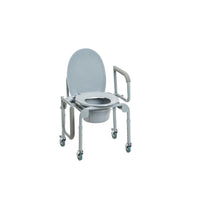 Load image into Gallery viewer, Steel Drop-Arm Commode with Wheels and Padded Armrests
