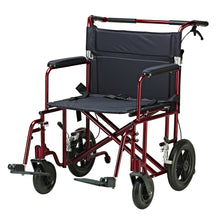 Load image into Gallery viewer, Aluminum HD 22" Red Transport Chair, Black
