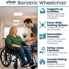 Load image into Gallery viewer, Bariatric Wheelchair K7 (26"-28"-30", 600lbs)
