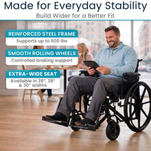 Load image into Gallery viewer, Bariatric Wheelchair K7 (26"-28"-30", 600lbs)
