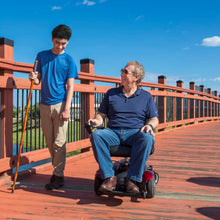 Load image into Gallery viewer, Merits Vision CF Power Wheelchair, Front-Wheel Drive, Captain Seat, Red, 300 lb Capacity
