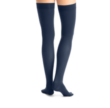 Load image into Gallery viewer, JOBST Opaque Compression Stockings 15-20 mmHg Thigh High, with Silicone Dot Band, Closed Toe, Midnight Navy, X-Large
