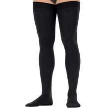 Load image into Gallery viewer, JOBST forMen Compression Socks 15-20 mmHg Thigh High, with Micro Dotted Band, Closed Toe, Black, Small
