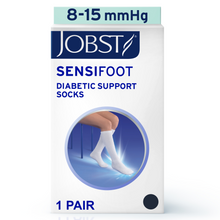 Load image into Gallery viewer, JOBST SensiFoot Diabetic Compression Socks 8-15 mmHg Knee High, Closed Toe, White, X-Large
