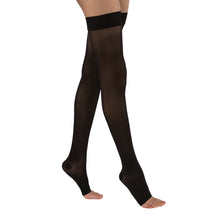 Load image into Gallery viewer, JOBST UltraSheer Compression Stockings 20-30 mmHg Thigh High, with Silicone Dot Band, Open Toe, Classic Black, X-Large
