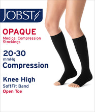 Load image into Gallery viewer, Jobst Opaque Compression Stockings 20-30 Mmhg Knee With Softfit Band Open Toe
