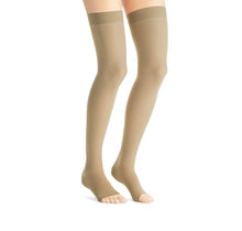 Load image into Gallery viewer, JOBST UltraSheer Compression Stockings 15-20 mmHg Thigh High, with Silicone Dot Band, Open Toe, Natural, X-Large
