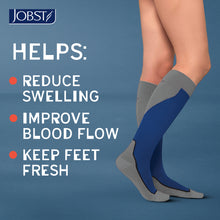 Load image into Gallery viewer, JOBST Sport Compression Socks 15-20 mmHg Knee High, Closed Toe, Cool Black/Black, X-Large
