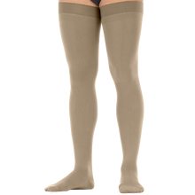 Load image into Gallery viewer, JOBST forMen Compression Socks 20-30 mmHg Thigh High, with Micro Dotted Band, Closed Toe, Black, Small

