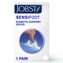 Load image into Gallery viewer, JOBST SensiFoot Diabetic Compression Socks 8-15 mmHg Mini-Crew Closed Toe, White, X-Large
