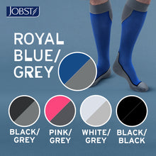 Load image into Gallery viewer, JOBST Sport Compression Socks 20-30 mmHg Knee High, Closed Toe, Royal Blue/Gray, X-Large
