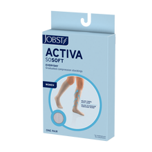 Load image into Gallery viewer, JOBST ACTIVA SoSoft 20-30 mmHg Compression Socks Knee High, Closed Toe, Brocade Design, Sand, X-Large

