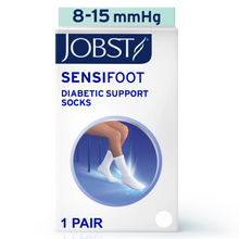 Load image into Gallery viewer, JOBST SensiFoot Diabetic Compression Socks 8-15 mmHg Crew, Closed Toe, White, X-Large

