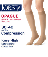 Load image into Gallery viewer, Jobst Opaque Compression Stockings 30-40 Mmhg Knee With Softfit Band Closed Toe
